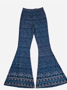 NATURAL LIFE blue floral print flare pants, Sm, NWT!